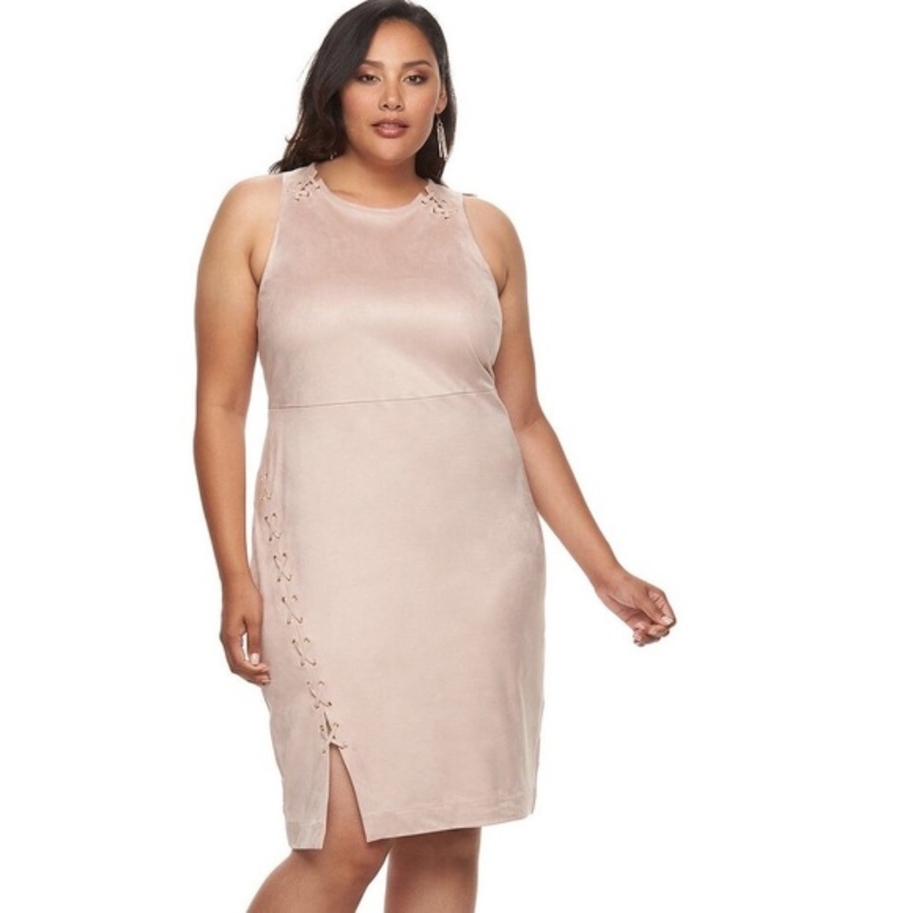 Faux-Suede Lace Up Dress, 20W